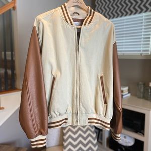 Coach Men’s Baseball Jacket With Leather Sleeves